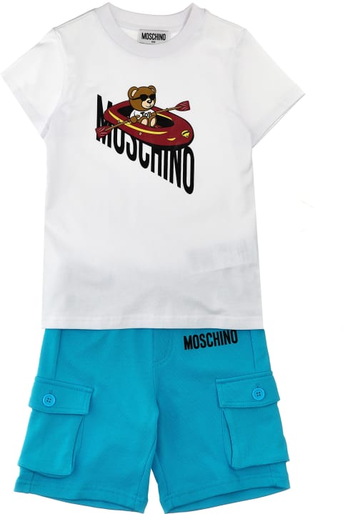 Moschino for Kids Moschino T-shirt + Logo Print Bermuda Shorts
