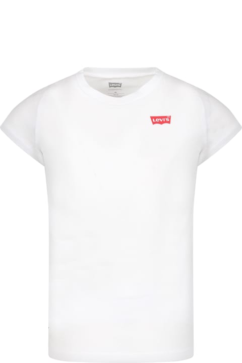 キッズ新着アイテム Levi's White T-shirt For Boy With Logo