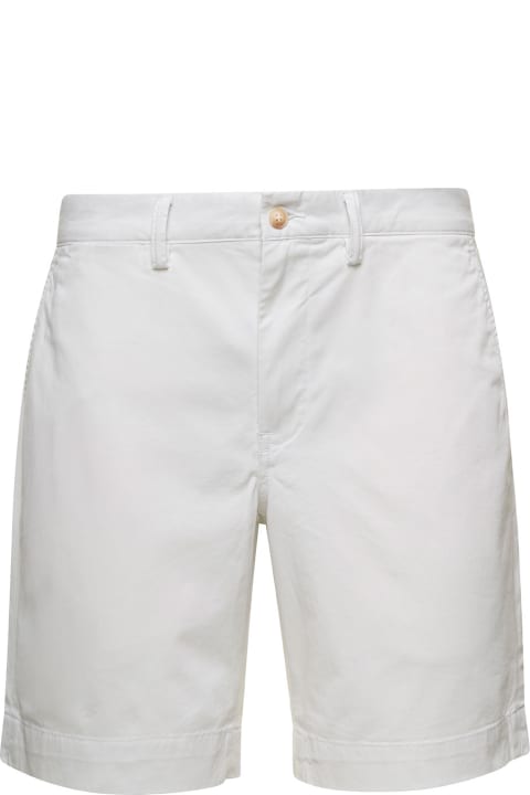 Pants for Men Polo Ralph Lauren White Chino Shorts With Logo Patch In Cotton Man