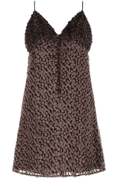 ウィメンズ新着アイテム Saint Laurent Two-tone Velvet Mini Dress