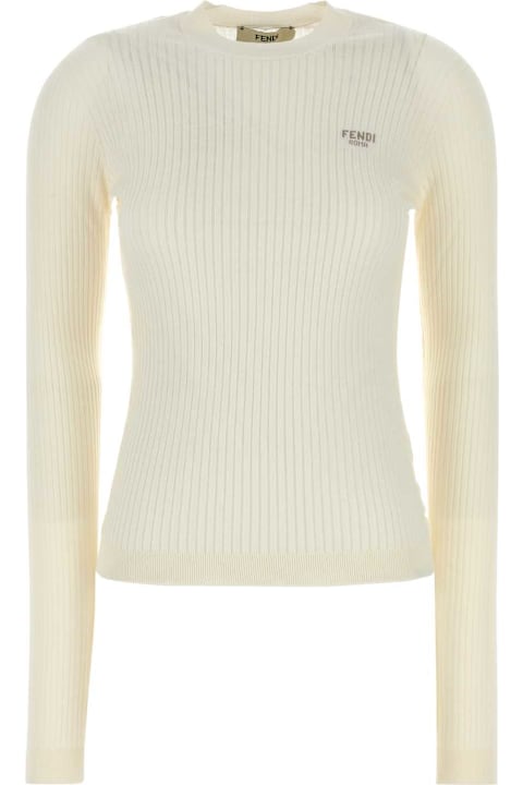 آخر صيحات الموضة من السيدات Fendi Ivory Wool Blend T-shirt