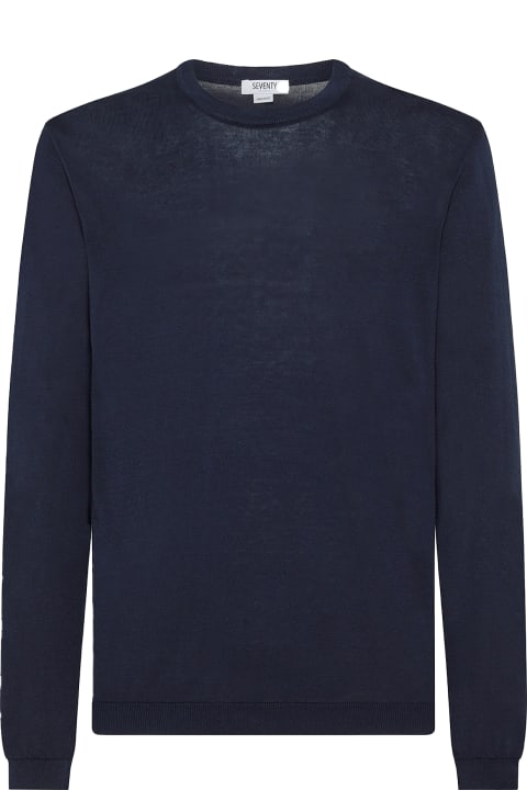 メンズ Seventyのニットウェア Seventy Blue Crew-neck Sweater In Cotton