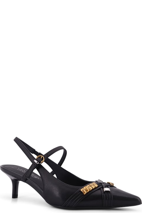 Pinko Gloria 18 Leather Pumps With Metal Lettering Detail