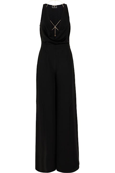 Jumpsuits for Women Elisabetta Franchi Black Acetate Blend Jumpsuit