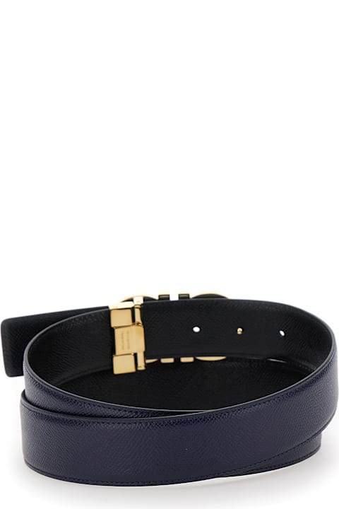 Homeware Ferragamo Black Reversible Belt With Gancini Buckle In Leather Man