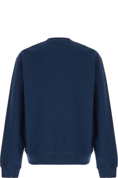 Dsquared2 Sale for Men Dsquared2 Blue Crewneck Sweatshirt With Screaming Maple In Cotton Man