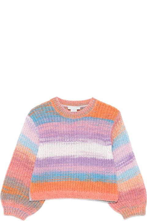 أدوات منزلية Stella McCartney Stella Mccartney Kids Orange And Multicolor Puff-sleeved Sweater