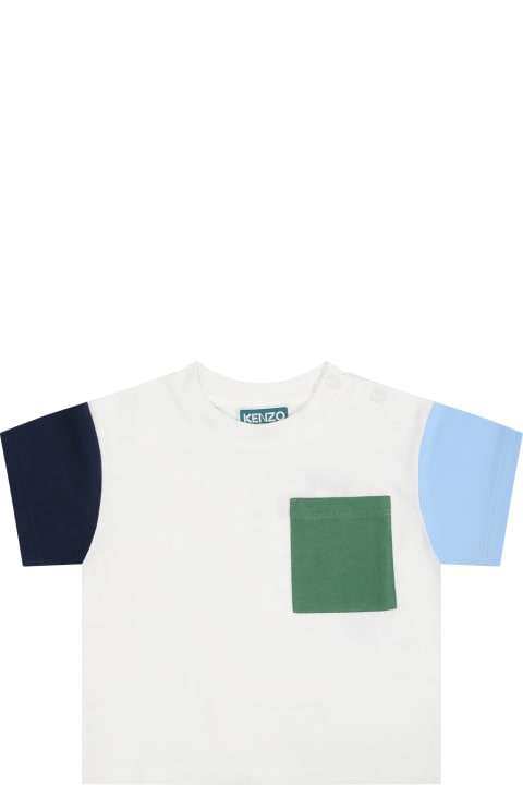 ベビーガールズ Tシャツ＆ポロシャツ Kenzo Kids Ivory T-shirt For Baby Boy With Logo