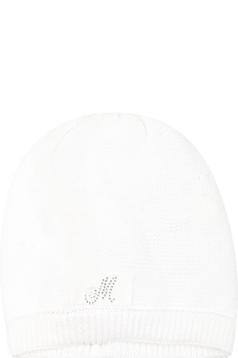 ベビーガールズ アクセサリー＆ギフト Monnalisa White Hat For Baby Girl With Logo