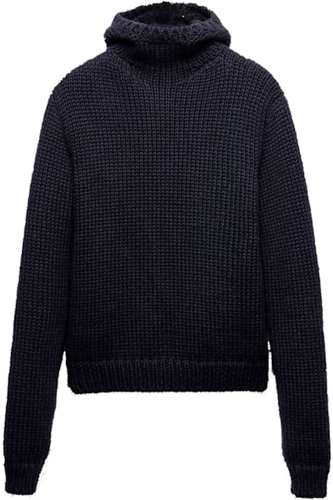 Prada سترات لـ القسم الرجالي Prada Wool Hooded Sweater