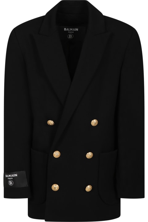 Topwear for Girls Balmain Black Jacket For Girl With Iconic Buttons
