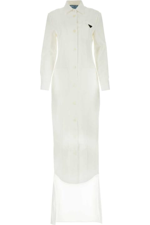 Prada Sale for Women Prada White Gabardine Shirt Dress