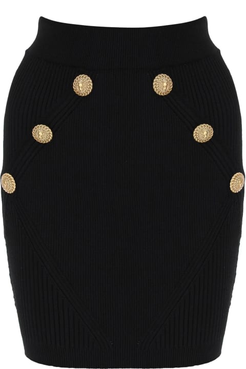 Balmain Clothing for Women Balmain Knit Mini Skirt With Embossed Buttons