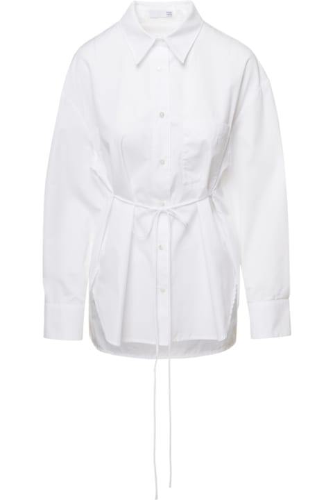 White Oversized Shirt With String In Cotton Poplin Cotton Woman Douuod