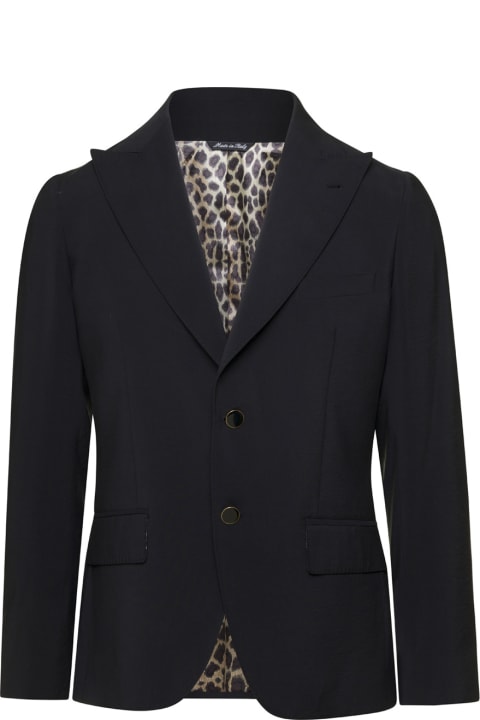 Reveres 1949 Coats & Jackets for Men Reveres 1949 Black Single-breasted Blazer In Viscose Blend Man