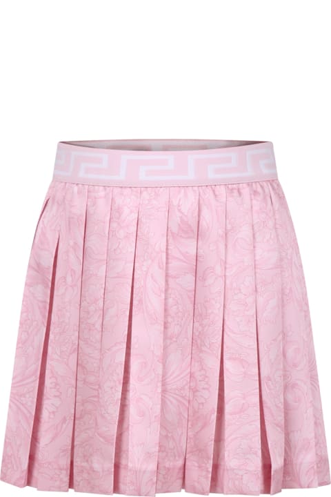 Versace for Kids Versace Pink Skirt For Girl With Baroque Print