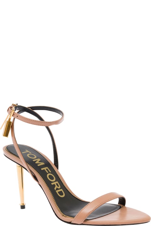 Black Leather Sandals With Padlock Detail Tom Ford Woman