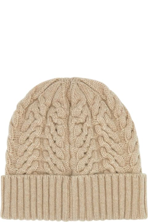 Moorer قبعات لـ السيدات Moorer Beige Cashmere Maria Beanie Hat