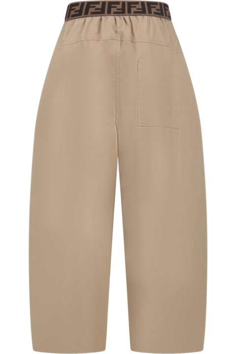 Bottoms for Girls Fendi Beige Culottes For Girl With Ff
