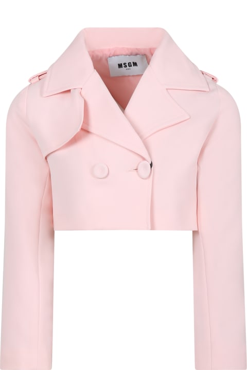 MSGM Coats & Jackets for Girls MSGM Pink Jacket For Girl With Logo