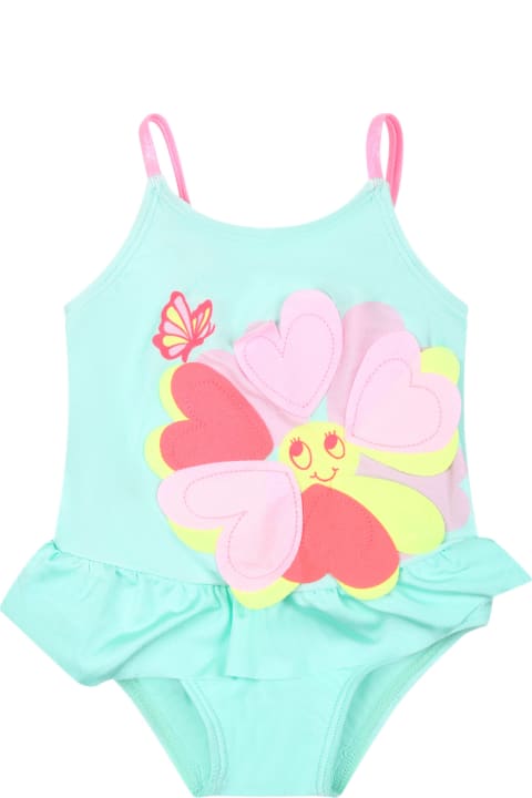 Billieblush for Kids Billieblush Green Wimsuit For Baby Girl With Hearts