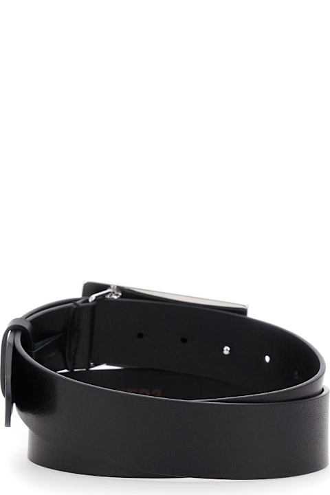 Dsquared2 for Men Dsquared2 Black Belt With Logo Plaque On The Front In Leather Man
