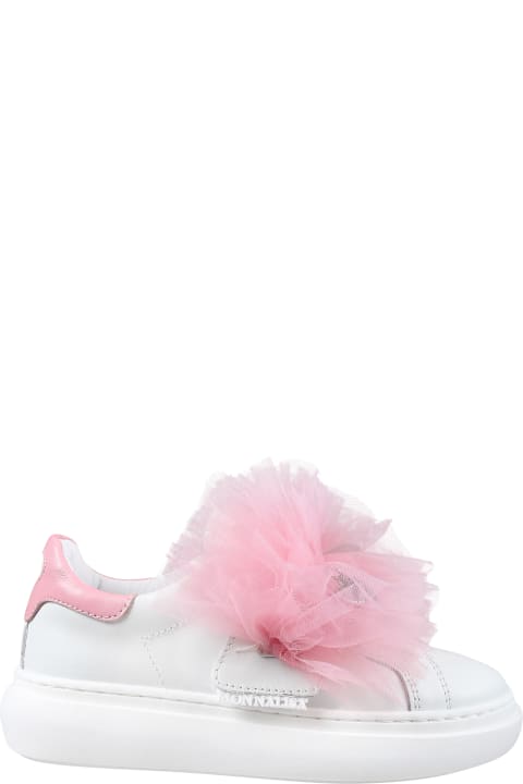 ガールズ シューズ Monnalisa Pink Low Sneakers For Girl With Tulle
