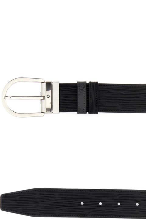 Belts for Men Montblanc Black Leather Reversible Belt