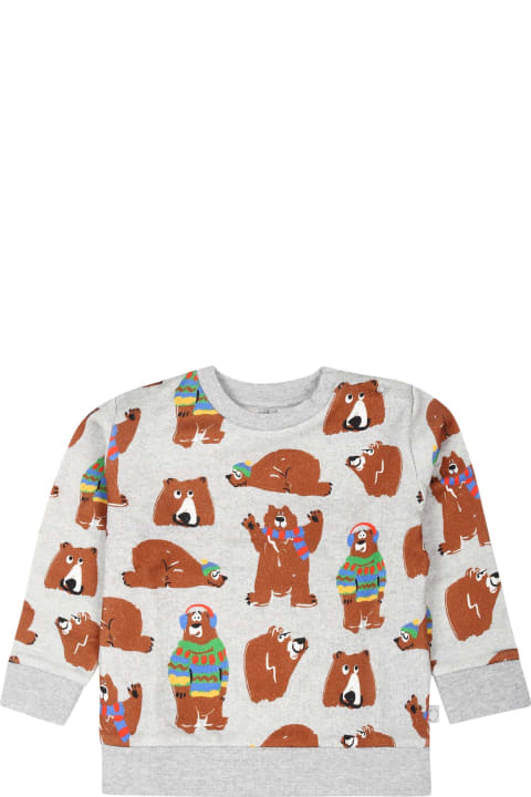 Fashion for Baby Girls Stella McCartney Kids Grey Sweatshirt For Baby Boy With Bear Print