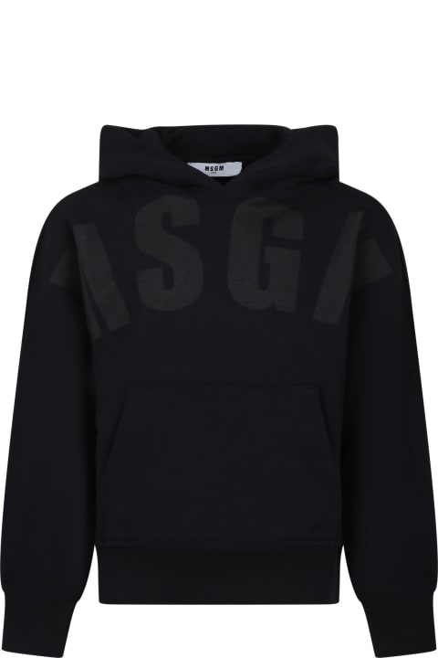 MSGM for Kids MSGM Black Sweatshirt For Kids With Logo