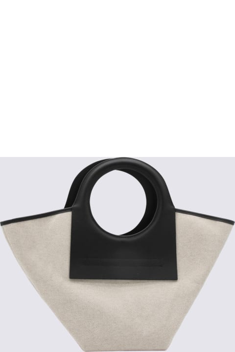 Fashion for Women Hereu Beige And Black Leather And Canvas Cala Tote Bag