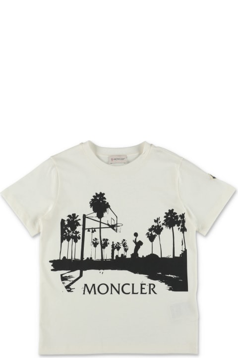 Moncler for Kids Moncler Moncler T-shirt Bianca In Jersey Di Cotone Bambino
