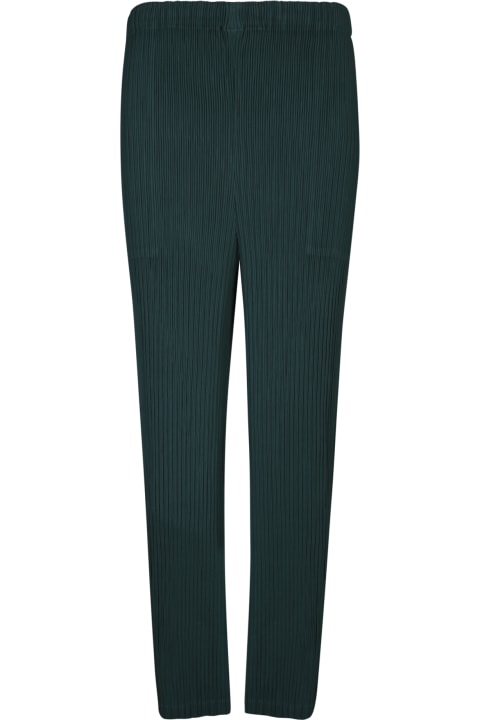 Issey Miyake for Women Issey Miyake Pleated Green Straight Trousers