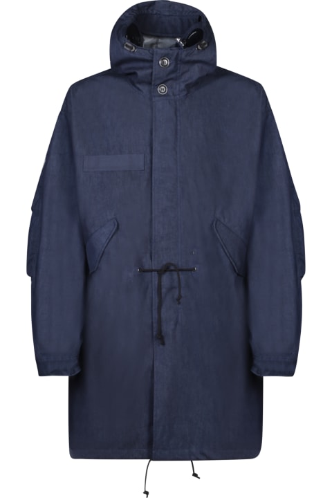 Junya Watanabe Coats & Jackets for Men Junya Watanabe Blue Nylon Coat Junya Watanabe