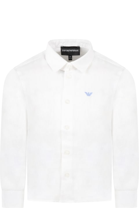 Homeware Emporio Armani White Skirt For Boy With Light Blue Iconic Eagle Logo