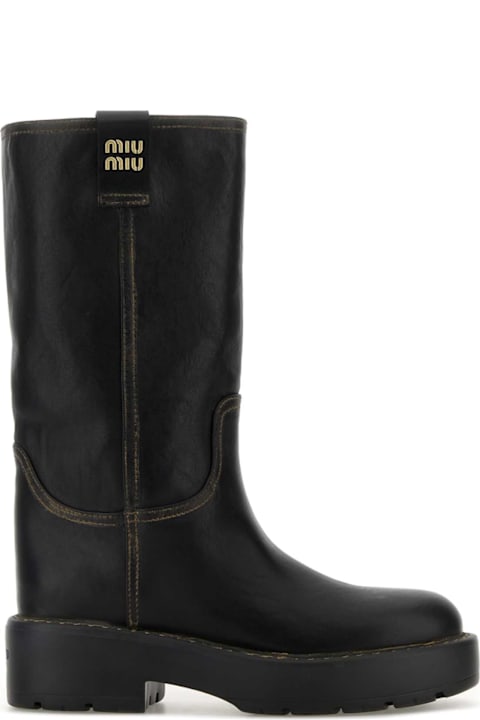 Miu Miu Black Leather Boots