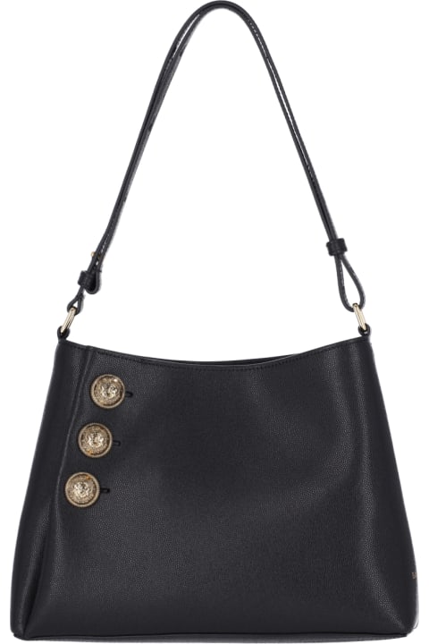 Balmain Sale for Women Balmain Embleme Shoulder Bag In Black Leather