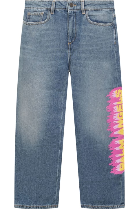 Bottoms for Boys Palm Angels Flames Jeans
