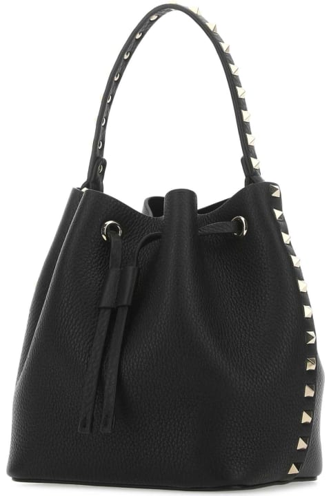 ウィメンズ新着アイテム Valentino Garavani Black Leather Rockstud Bucket Bag