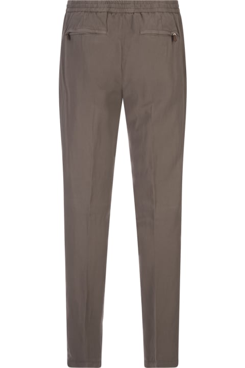 Fashion for Men PT01 Mud Linen Blend Soft Fit Trousers