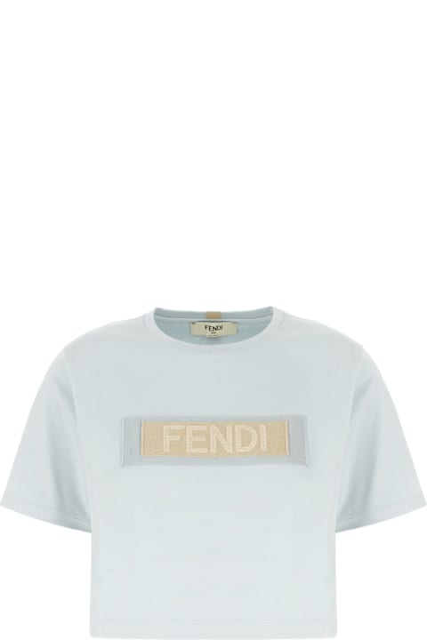 Fendi Topwear for Women Fendi Pastel Light Blue Cotton T-shirt