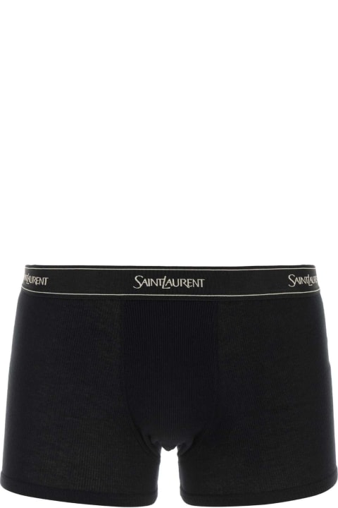 Underwear for Men Saint Laurent Black Cotton Boxer