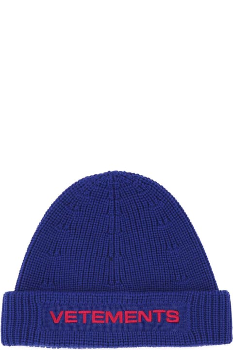 Hi-Tech Accessories for Women VETEMENTS Blue Wool Beanie Hat