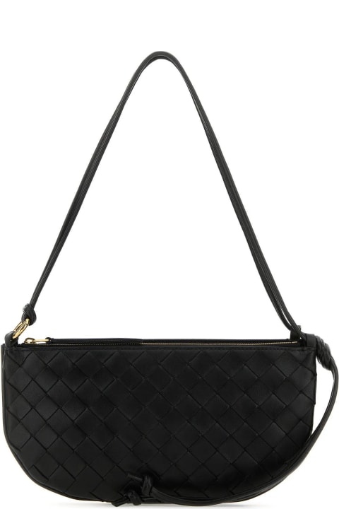 Bottega Veneta Totes for Women Bottega Veneta Black Leather Gemelli Shoulder Bag