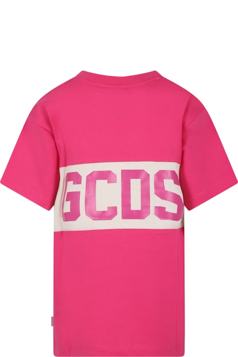 Fuxia T-shirt For Girl With Logo