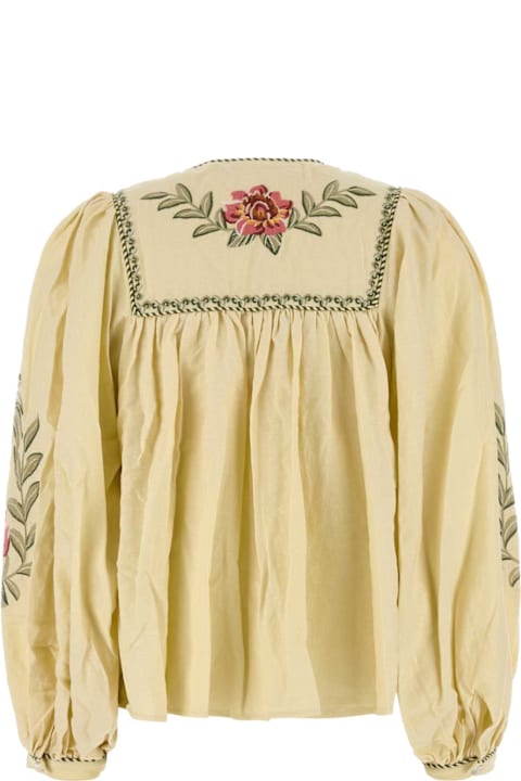 Farm Rio Clothing for Women Farm Rio Cream Linen Blend Blouse