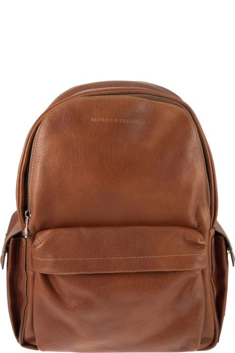 Fashion for Men Brunello Cucinelli Calfskin Backpack With Grain