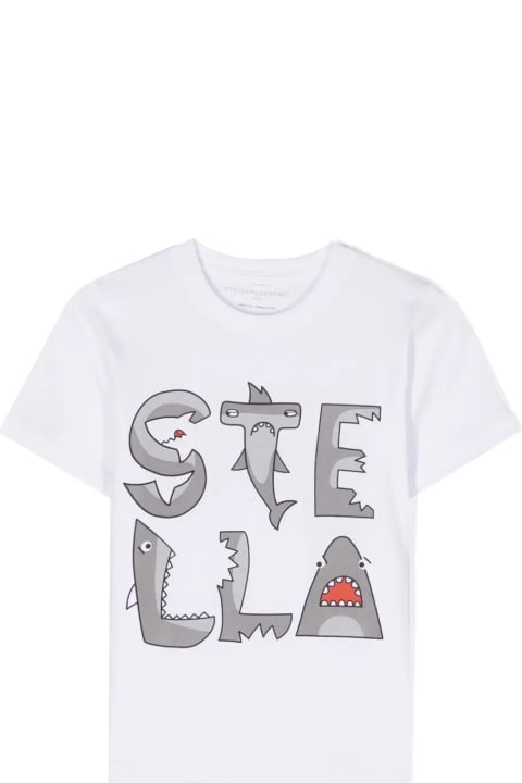 ボーイズ Stella McCartney KidsのTシャツ＆ポロシャツ Stella McCartney Kids "stella" Shark Print T-shirt In White