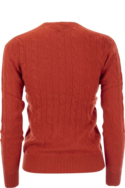 Polo Ralph Lauren for Women Polo Ralph Lauren Faded Red Wool And Cashmere Braided Sweater