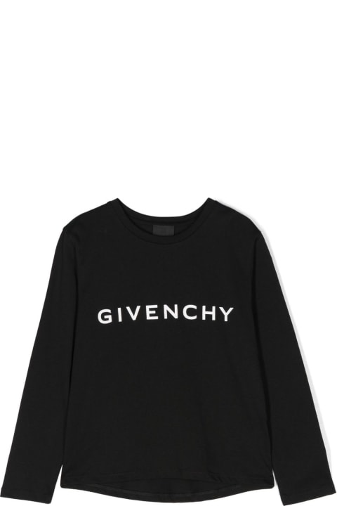 キッズ新着アイテム Givenchy Givenchy T-shirt Nera In Jersey Di Cotone Bambino